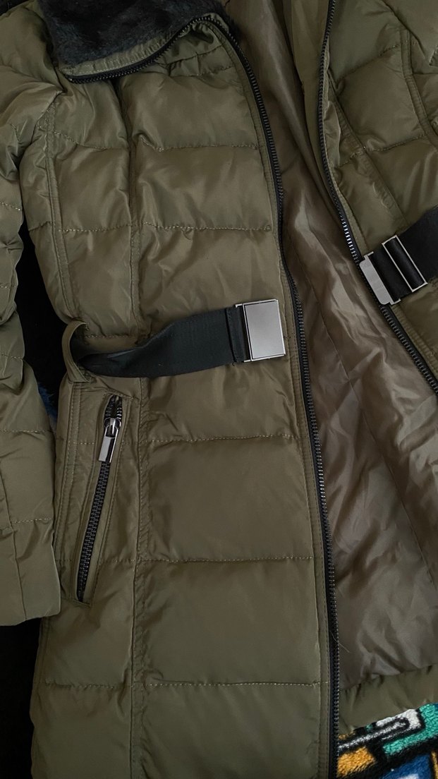 Mango Kemerli Haki Kadın Kışlık Mont - Görsel 2