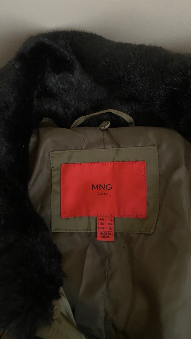 Mango Kemerli Haki Kadın Kışlık Mont - Görsel 3