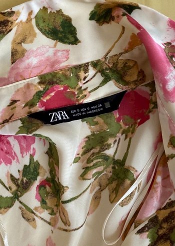 Zara Pembe Çiçek Desenli  Kadın Gömlek - Görsel 3