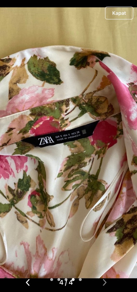 Zara Pembe Çiçek Desenli  Kadın Gömlek - Görsel 3