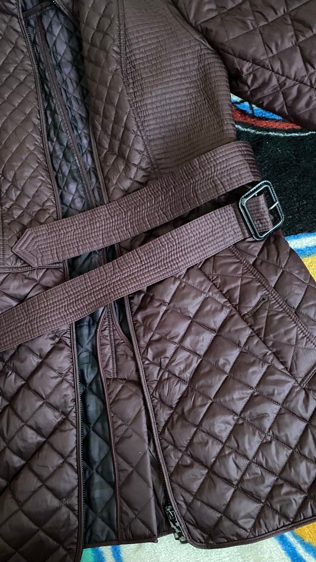 Orijinal burberry Bordo Kemerli Kadın Mont - Görsel 2