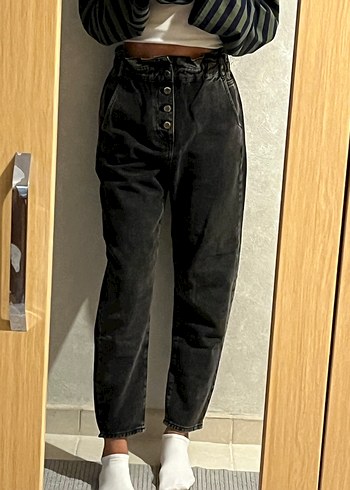 Zara Yuksek Bel Siyah Denim Pantolon