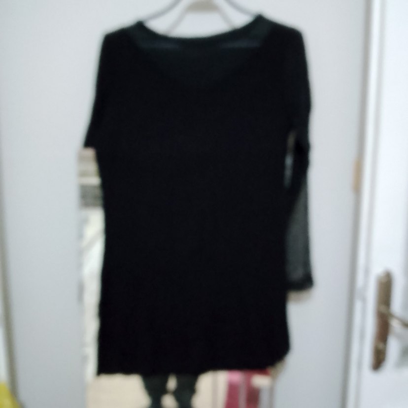 Siyah V Yaka Uzun Kollu Hamile Bluzu - Görsel 2