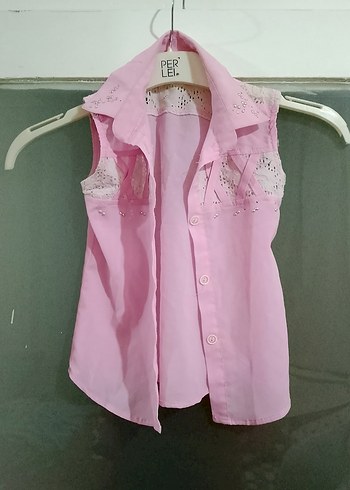 Kolsuz Pembe Nakışlı Koton Gömlek - Görsel 2