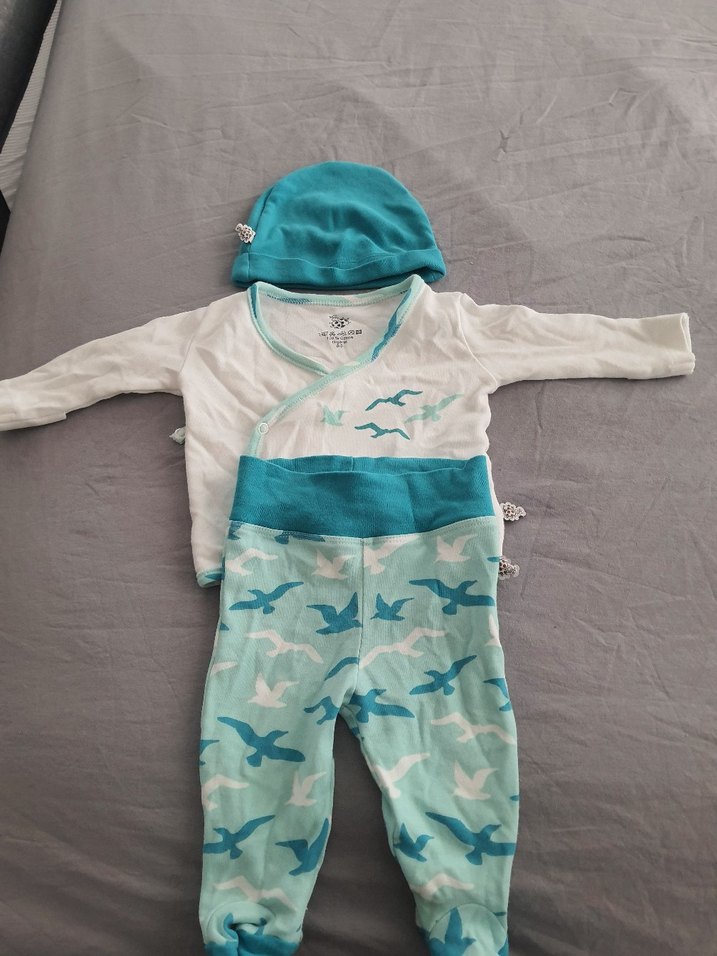 Pamuk Bebek Erkek Takım - Mavi & Beyaz - Görsel 2