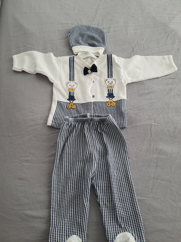 Pamuk Bebek Erkek Takım - Mavi & Beyaz - Görsel 3