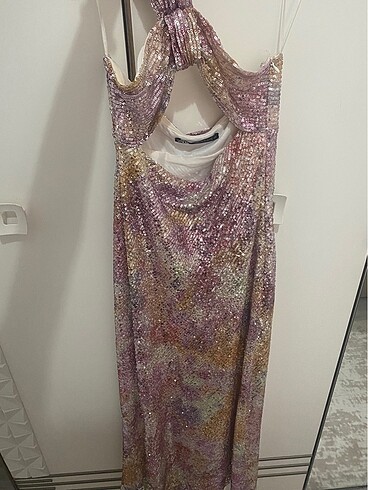 xs Beden pembe Renk Zara payetli elbise