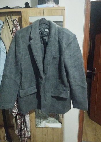 Zara gri kürk kaban