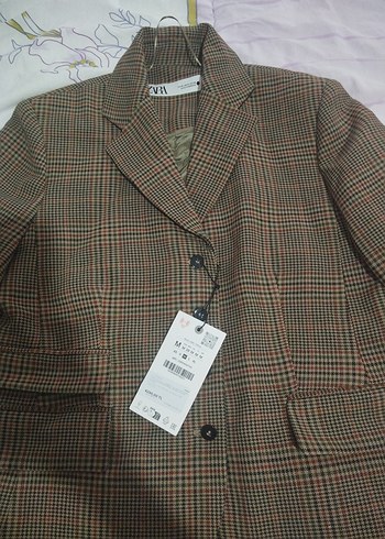m Beden Düğmeli Kahverengi Kadın Blazer Ceket
