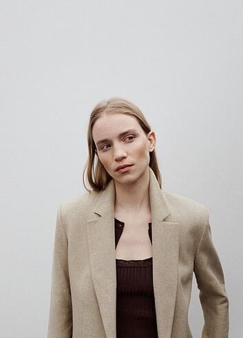 xs Beden camel Renk Zara Vatkalı blazer ceket