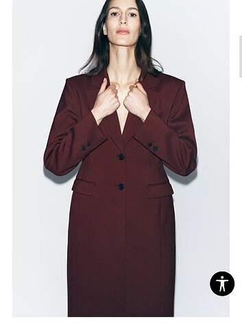 Zara ZW koleksiyonu slim fit uzun kaban