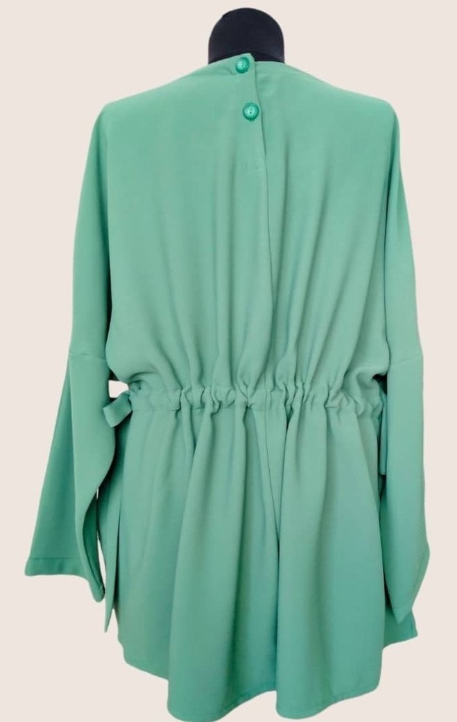 Yeşil Büzgülü Salaş Tunik - Görsel 2