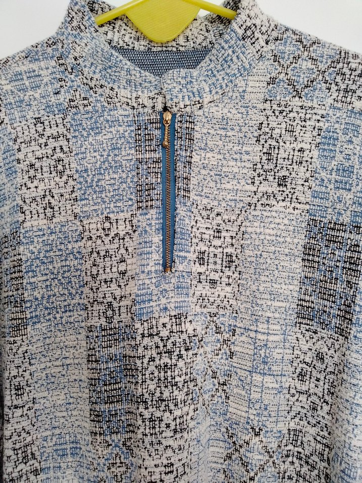 Kışlık Mavi Beyaz Yüksek Yakalı Tunik - Görsel 4