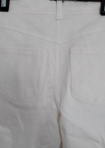 Beyaz Kadın Keten Kumaş Pantolon - Görsel 4