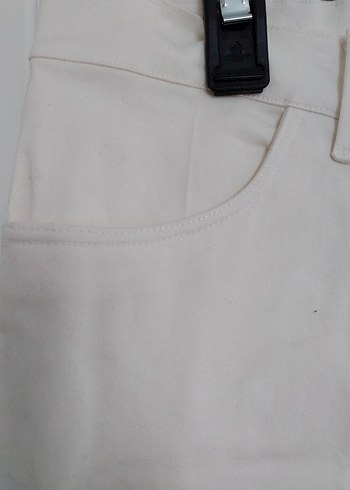Beyaz Kadın Keten Kumaş Pantolon - Görsel 3