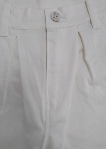 Beyaz Kadın Keten Kumaş Pantolon - Görsel 2