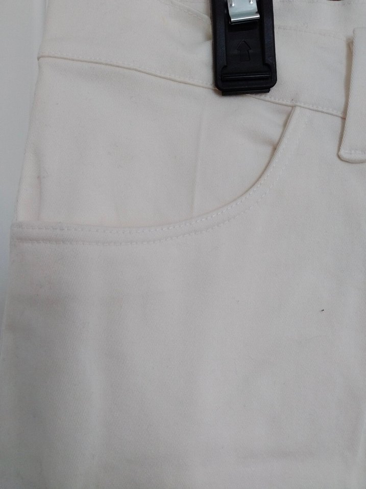 Beyaz Kadın Keten Kumaş Pantolon - Görsel 3