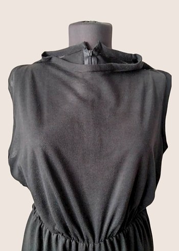 Siyah Kadın Uzun Hırkalı Tulum - Görsel 2