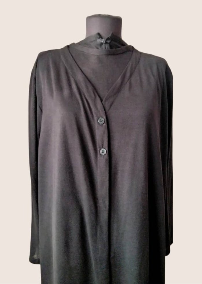 Siyah Kadın Uzun Hırkalı Tulum - Görsel 4