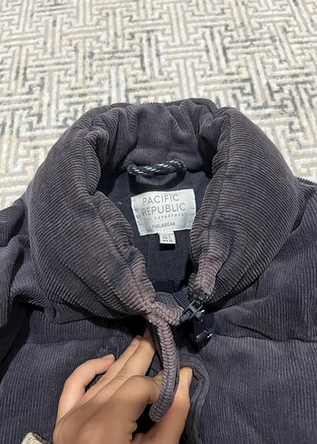 s Beden gri Renk Kadife Kumaşlı Gri Yarım Fermuarlı Kadın Ceket
