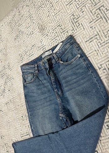 s Beden lacivert Renk Kadın Lacivert Regular Fit Midi Denim Pantolon