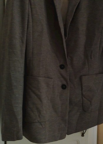 42 Beden gri Renk gri Midi Kadın Ceket, Notched Lapel Yaka, Velcro