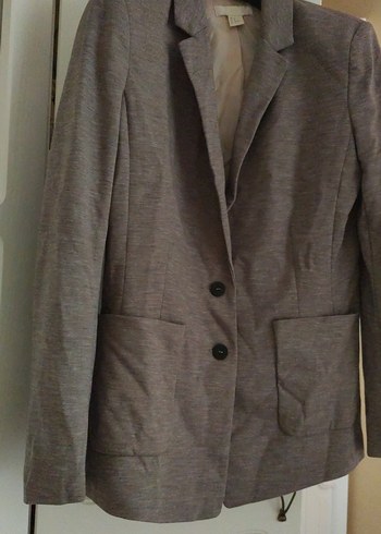 H&M gri Midi Kadın Ceket, Notched Lapel Yaka, Velcro