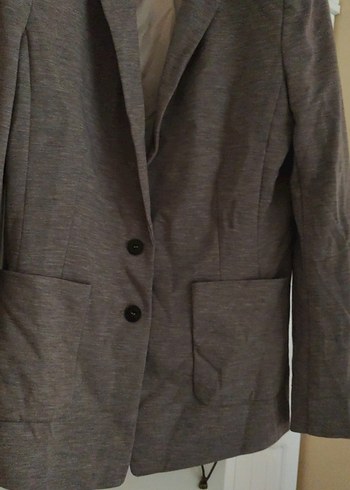 42 Beden gri Midi Kadın Ceket, Notched Lapel Yaka, Velcro