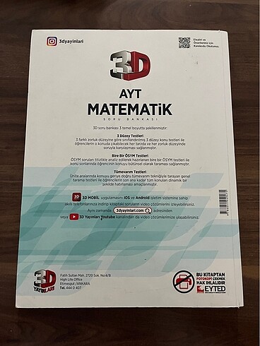 3D Ayt Matematik Soru Bankası