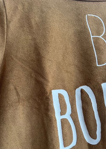 Kahverengi Süet Baskılı Hamile Tişörtü - Görsel 3