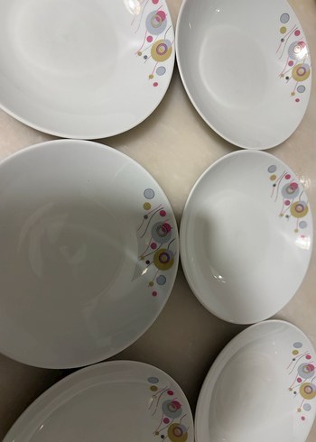 Çiçek Desenli Beyaz Yemek Tabağı Seti - Görsel 2