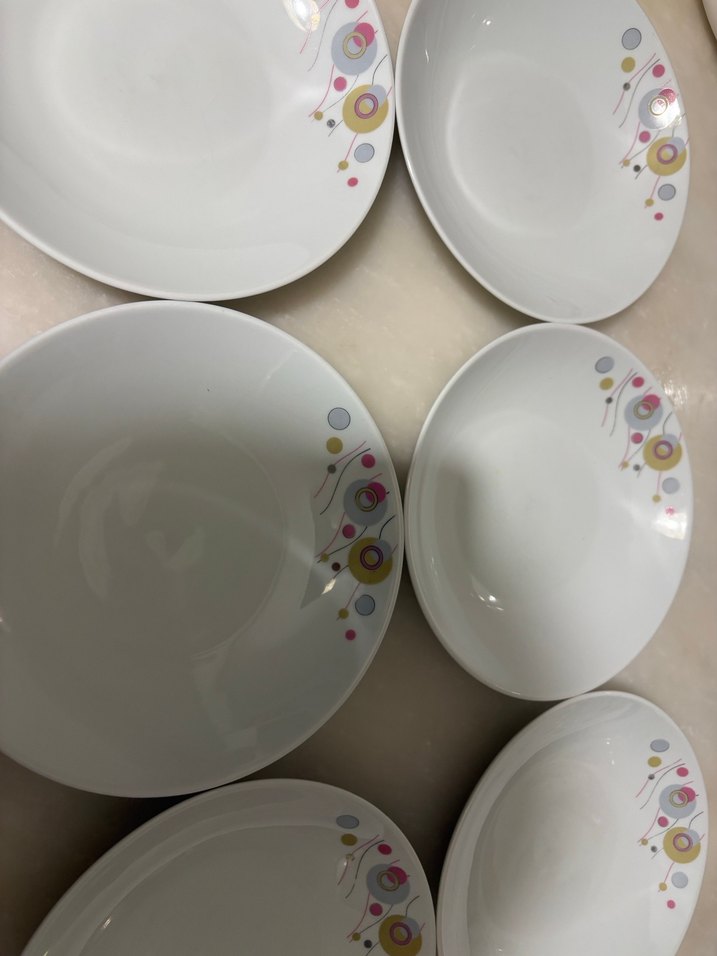 Çiçek Desenli Beyaz Yemek Tabağı Seti - Görsel 2