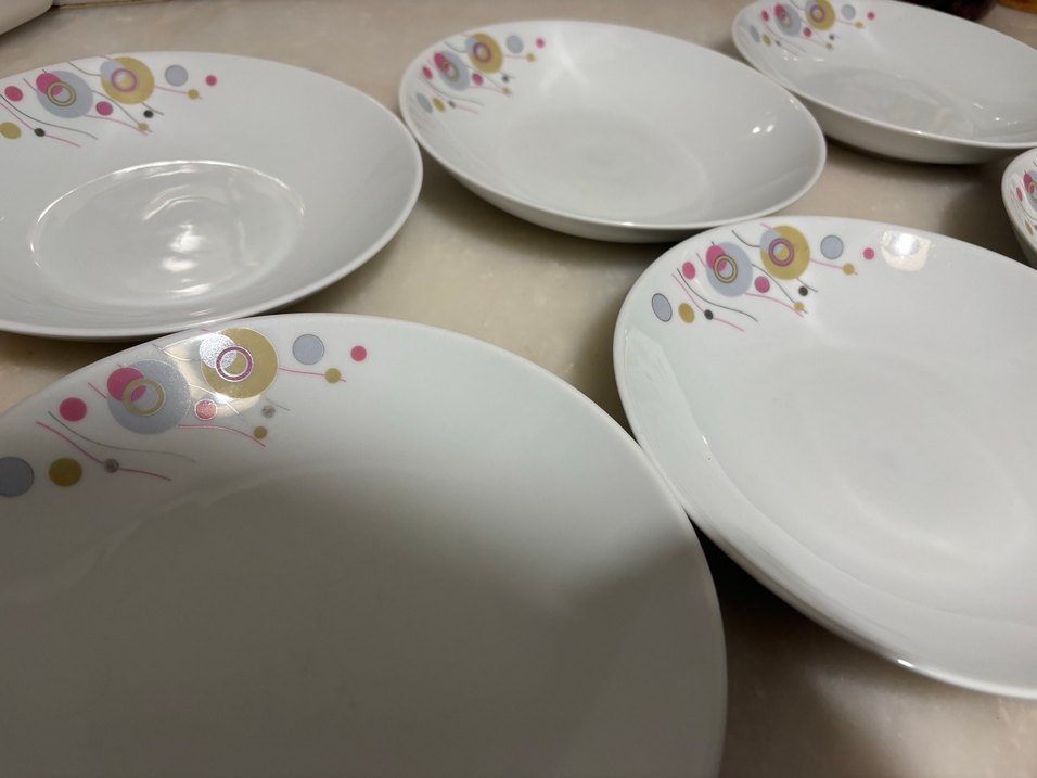 Çiçek Desenli Beyaz Yemek Tabağı Seti - Görsel 3