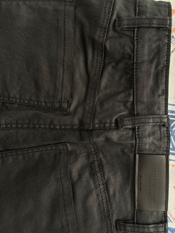 Siyah Kadın Dar Kesim deri Pantolon - Görsel 4