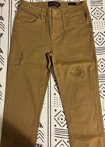 Camel Nakışlı Kot Pantolon - Görsel 2