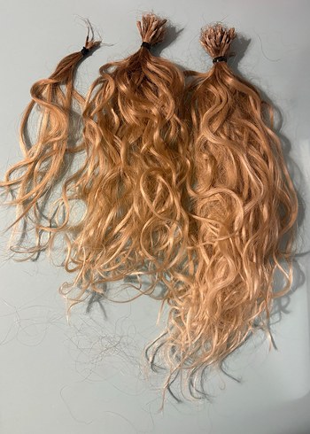 Sarı parlak kendinden kıvırcık gerçek saç - Görsel 2