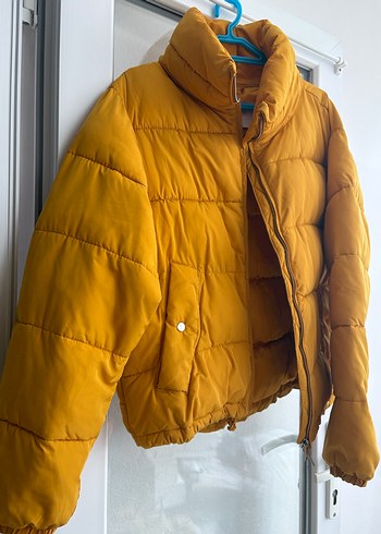 Bershka hardal Düğmeli Kadın Kışlık Mont - Görsel 5