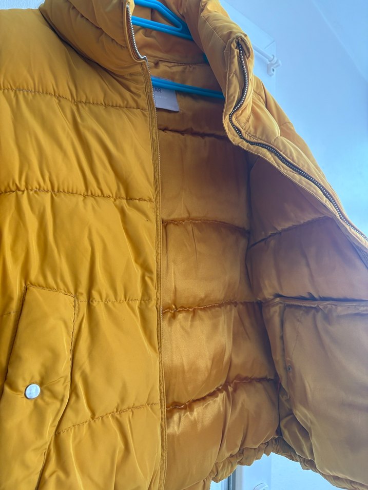 Bershka hardal Düğmeli Kadın Kışlık Mont - Görsel 4