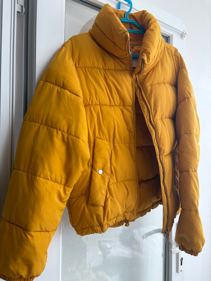 Bershka hardal Düğmeli Kadın Kışlık Mont - Görsel 5