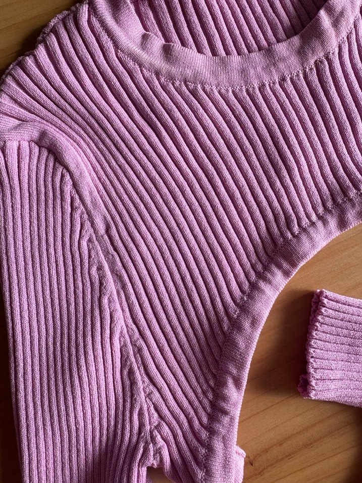 Pembe Fitilli Likralı Dar Crop Triko Kadın Bolero - Görsel 3