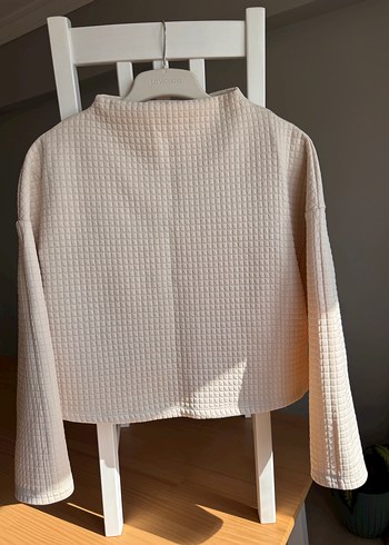 Bej Dokulu Kadın Yüksek Yaka Bluz - Görsel 5