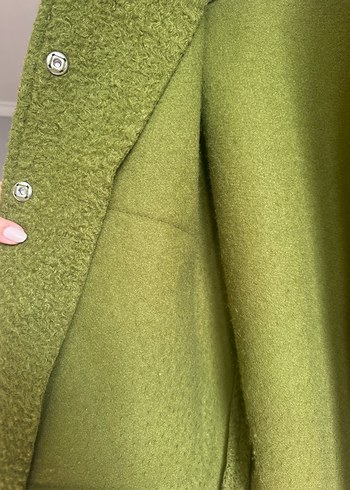 Örgü Yün Dokulu Haki Yeşil Oversize Kadın Ceket - Görsel 4
