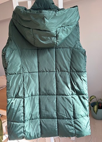 Koyu Yeşil Kapüşonlu Fermuar Çıtçıtlı Kadın Kalın Kışlık Mont - Görsel 5