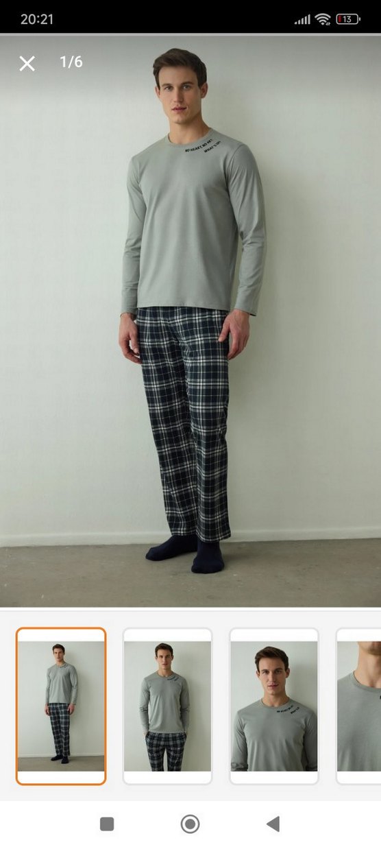 Penti Gri Desenli Rahat Kadın Pijama Takımı - Görsel 2