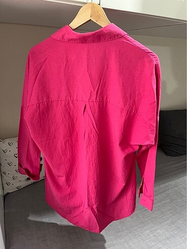 Happiness Koyu Pembe Oversize Uzun Basic Gömlek ????