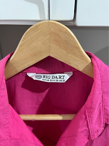 36 Beden Koyu Pembe Oversize Uzun Basic Gömlek ????