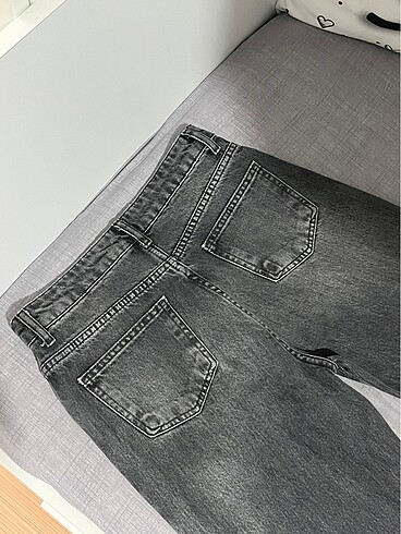 38 Beden gri Renk Antrasit Yüksek Bel Wide Leg Jeans