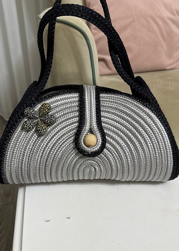 Zara Gri Örgü Kadın Çanta Düğmeli