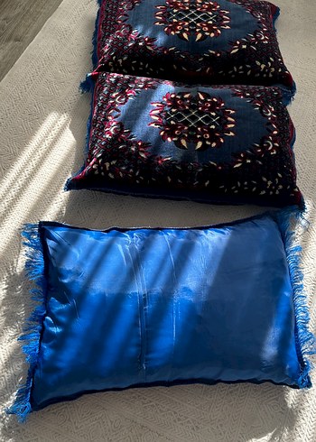 Nakışlı Koyu Mavi Bohem Minder Kılıfı - Görsel 7