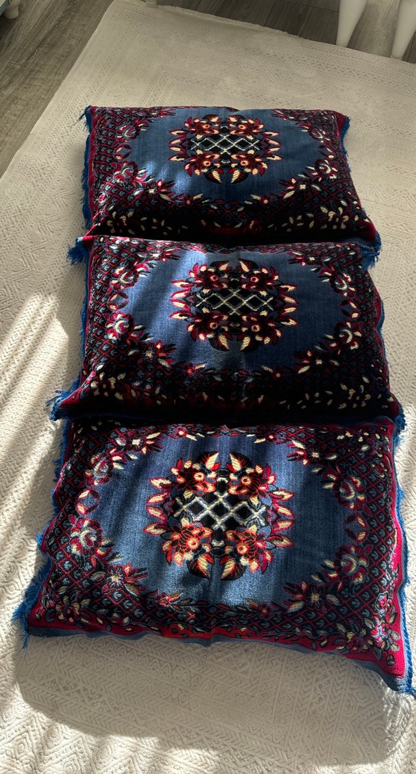 Nakışlı Koyu Mavi Bohem Minder Kılıfı - Görsel 3